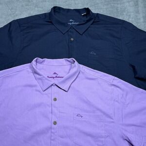 Tommy Bahama Shirt Mens 2XLT Silk Island Zone Loop Collar Jacquard Lot of 2
